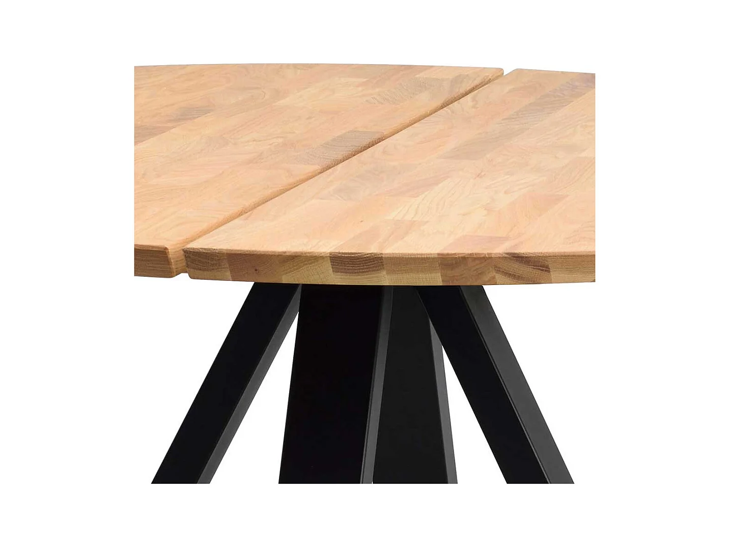 Runder Esstisch in Eichefarben und Schwarz 130 cm breit