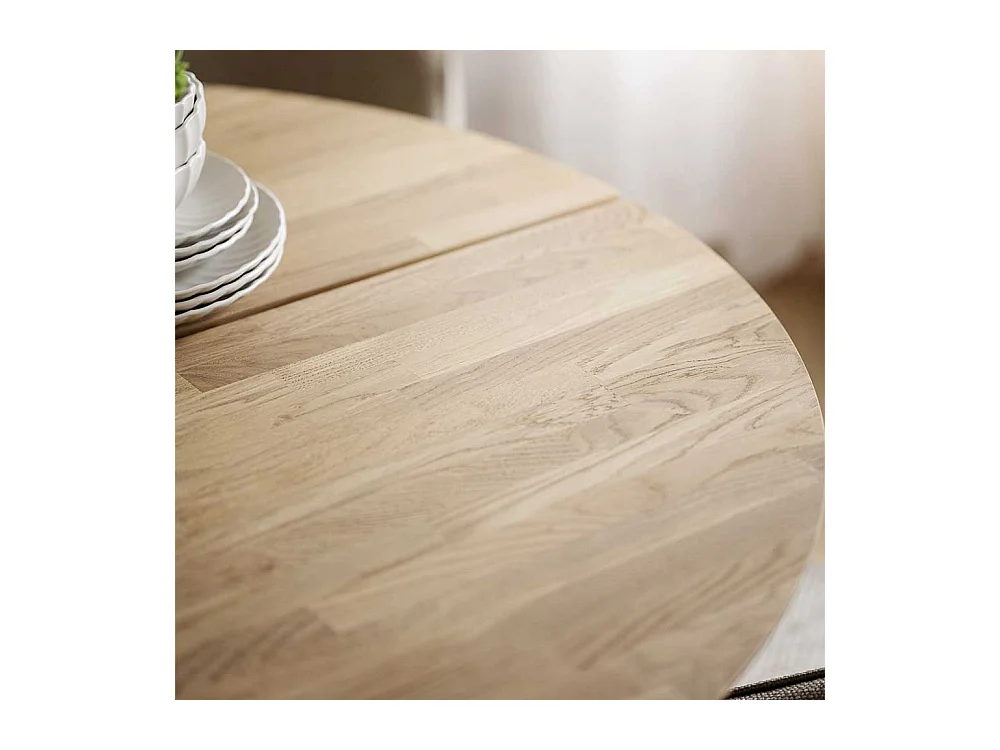 Runder Esstisch in Eichefarben und Schwarz 130 cm breit