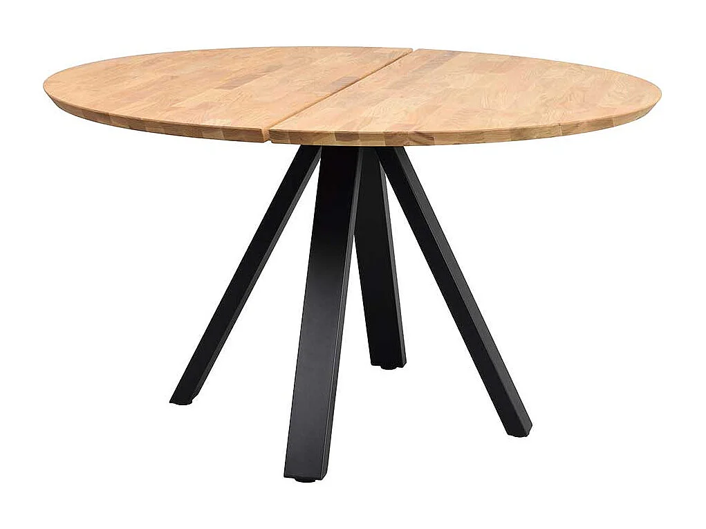 Runder Esstisch in Eichefarben und Schwarz 130 cm breit