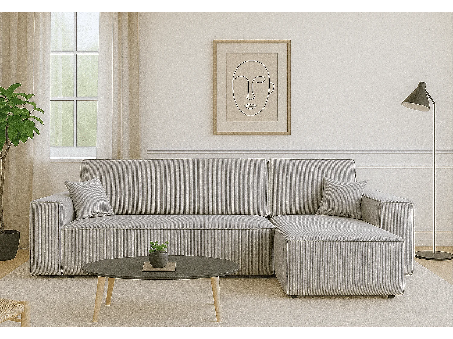 Canapé d’angle DENIS L avec fonction lit 135x200 Poso 110