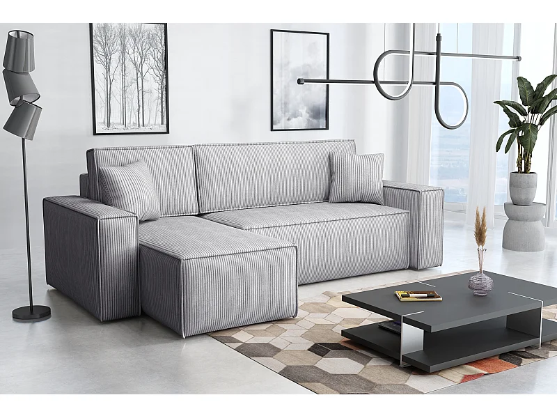 Canapé d’angle DENIS L avec fonction lit 135x200 Poso 110