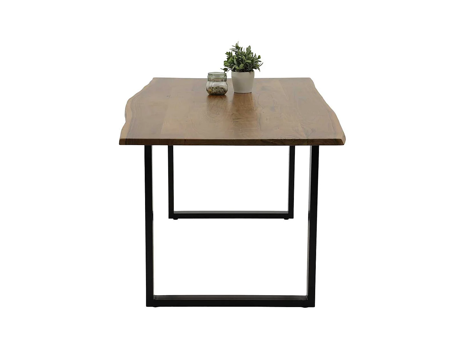 Esszimmertisch aus Akazie Massivholz und Metall Bügelgestell