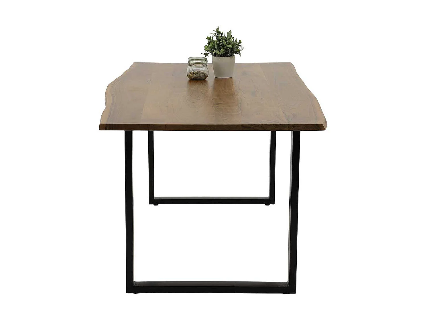 Esszimmertisch aus Akazie Massivholz und Metall Bügelgestell