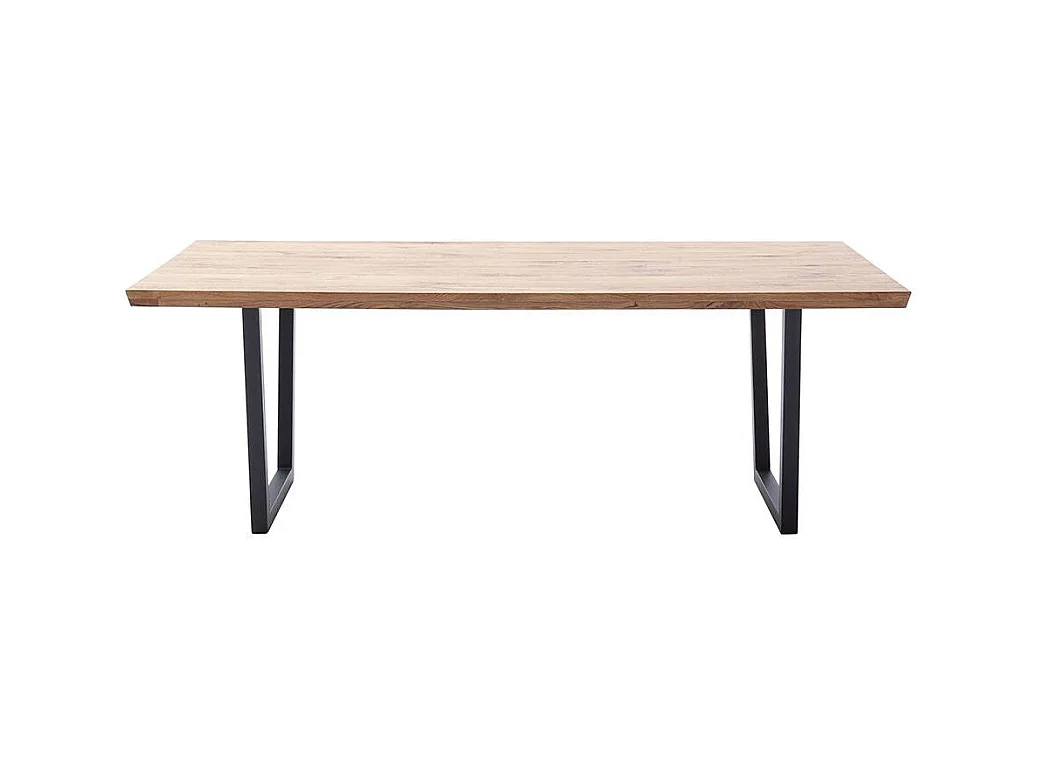 Esstisch Küchentisch aus Balkeneiche Massivholz und Stahl