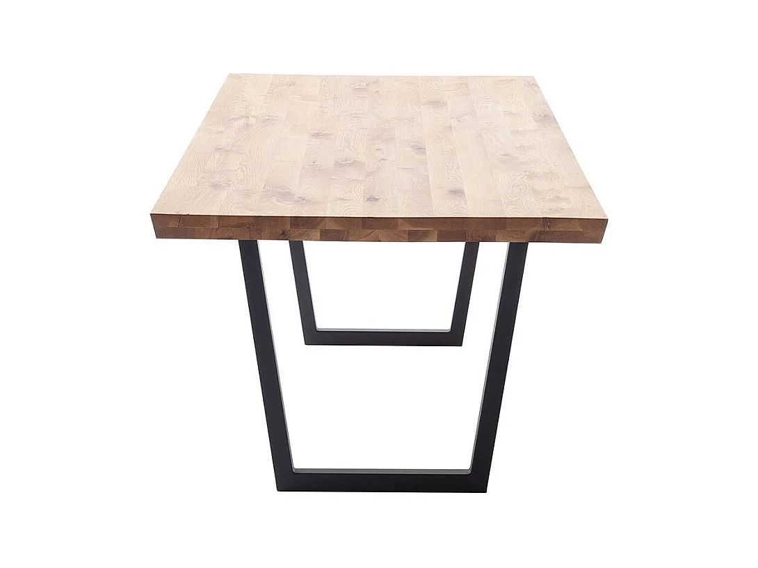 Esstisch Küchentisch aus Balkeneiche Massivholz und Stahl