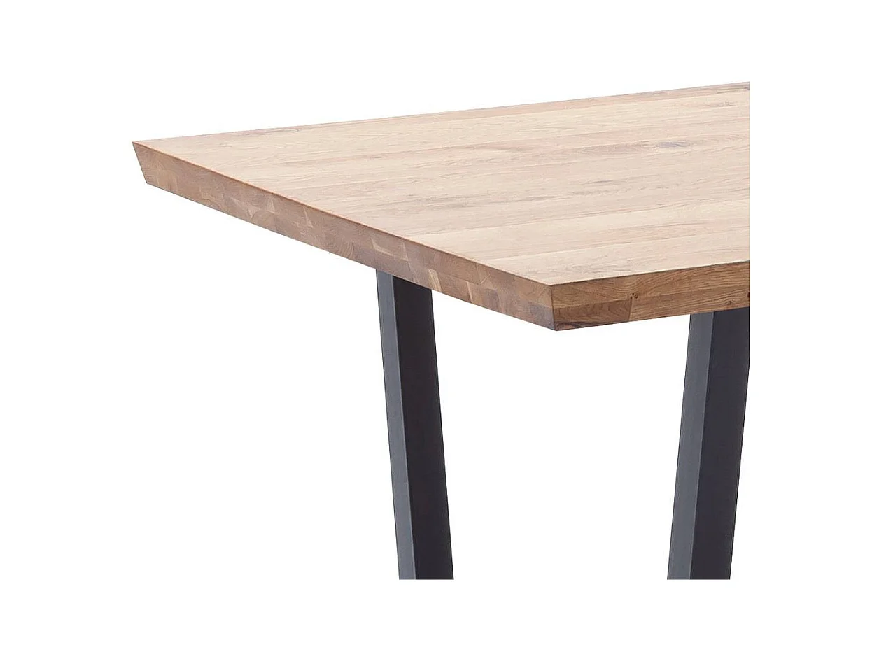 Esstisch Küchentisch aus Balkeneiche Massivholz und Stahl