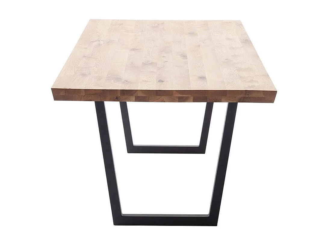 Esstisch Küchentisch aus Balkeneiche Massivholz und Stahl