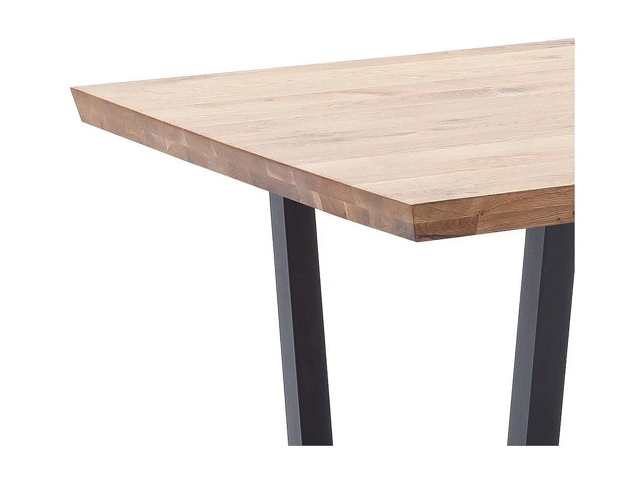 Esstisch Küchentisch aus Balkeneiche Massivholz und Stahl