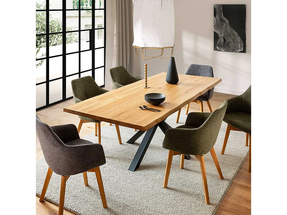 Esstisch Tisch Massivholz mit Spider Gestell aus Metall