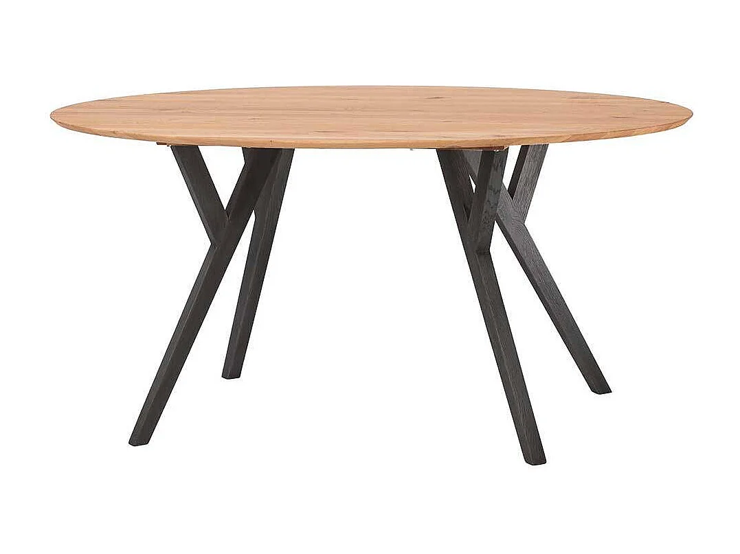 Tisch Massivholz mit ovaler Tischplatte Schweizer Kante