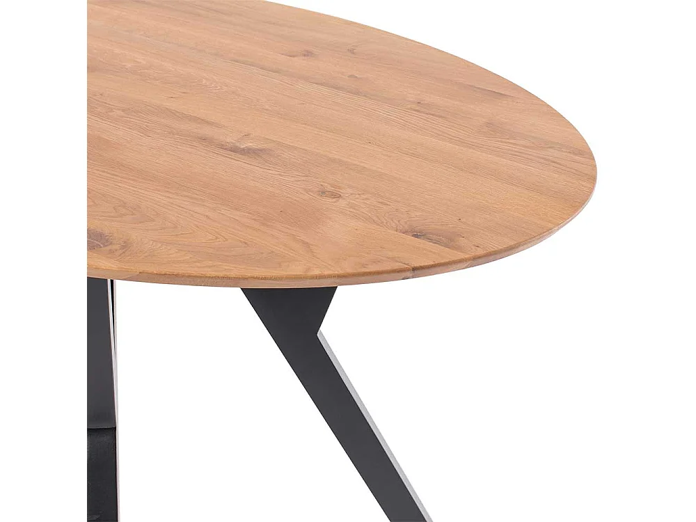 Tisch Massivholz mit ovaler Tischplatte Schweizer Kante