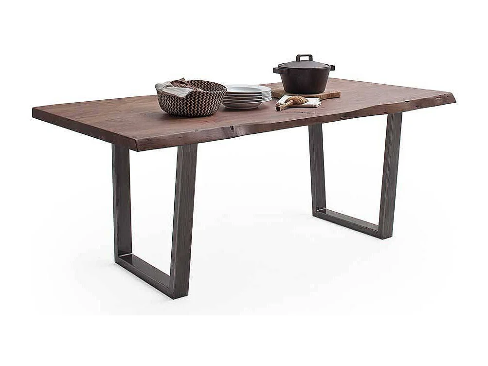 Esstisch Massivholztisch mit natürlicher Baumkante aus Akazie Massivholz