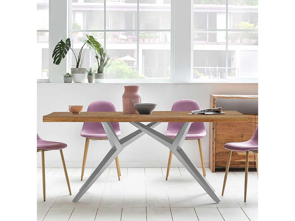 Esszimmertisch rustikal aus Teak Massivholz Industry und Loft Stil