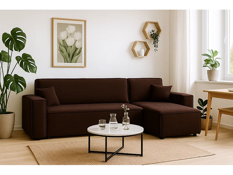 Hoekbank DENIS L met slaapfunctie 135x200 Riviera 28