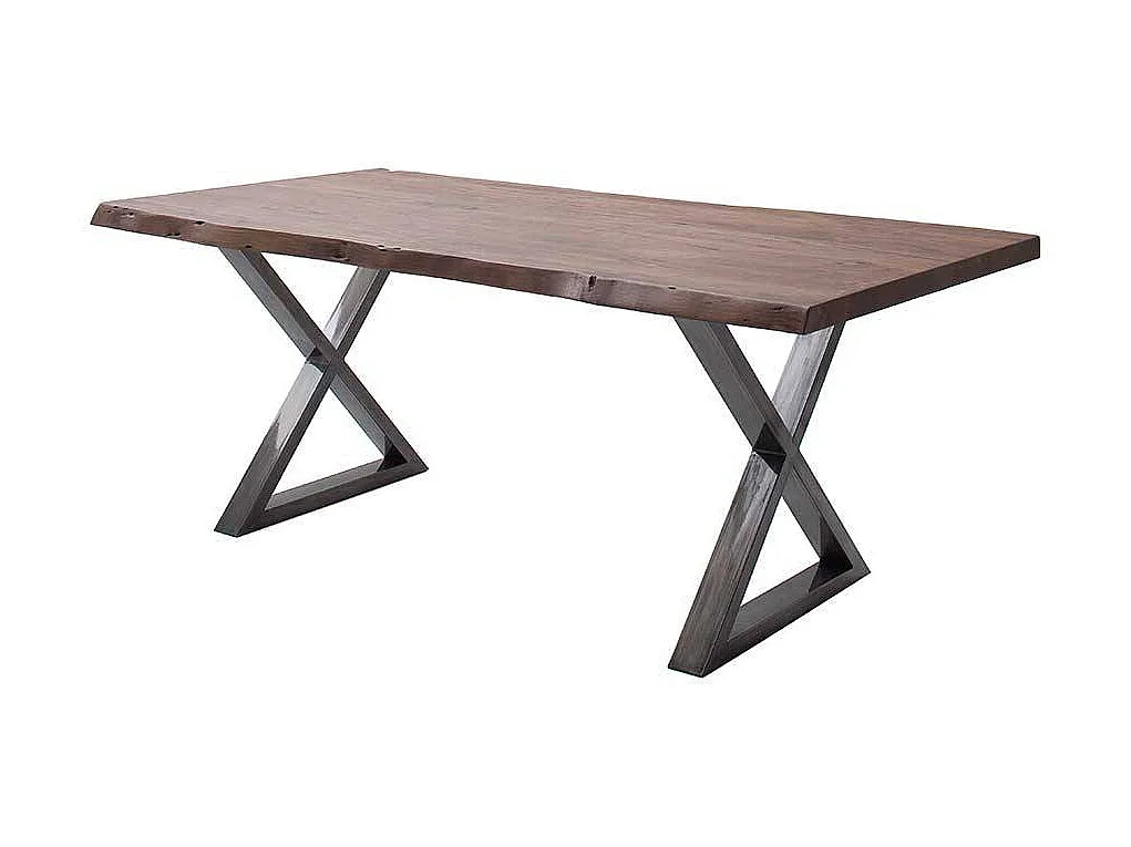 Esstisch Holztisch in Walnussfarben mit natürlicher Baumkante