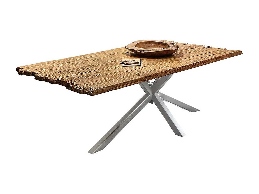 Esszimmertisch aus Teak Recyclingholz Spider Gestell