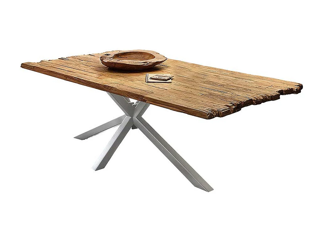 Esszimmertisch aus Teak Recyclingholz Spider Gestell