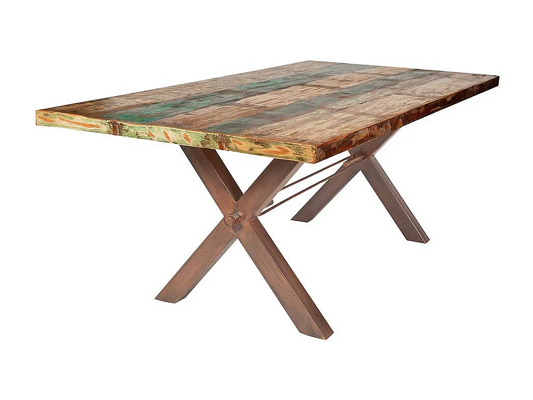 Esszimmer Tisch im Shabby Chic Design Sheesham Recyclingholz und Eisen