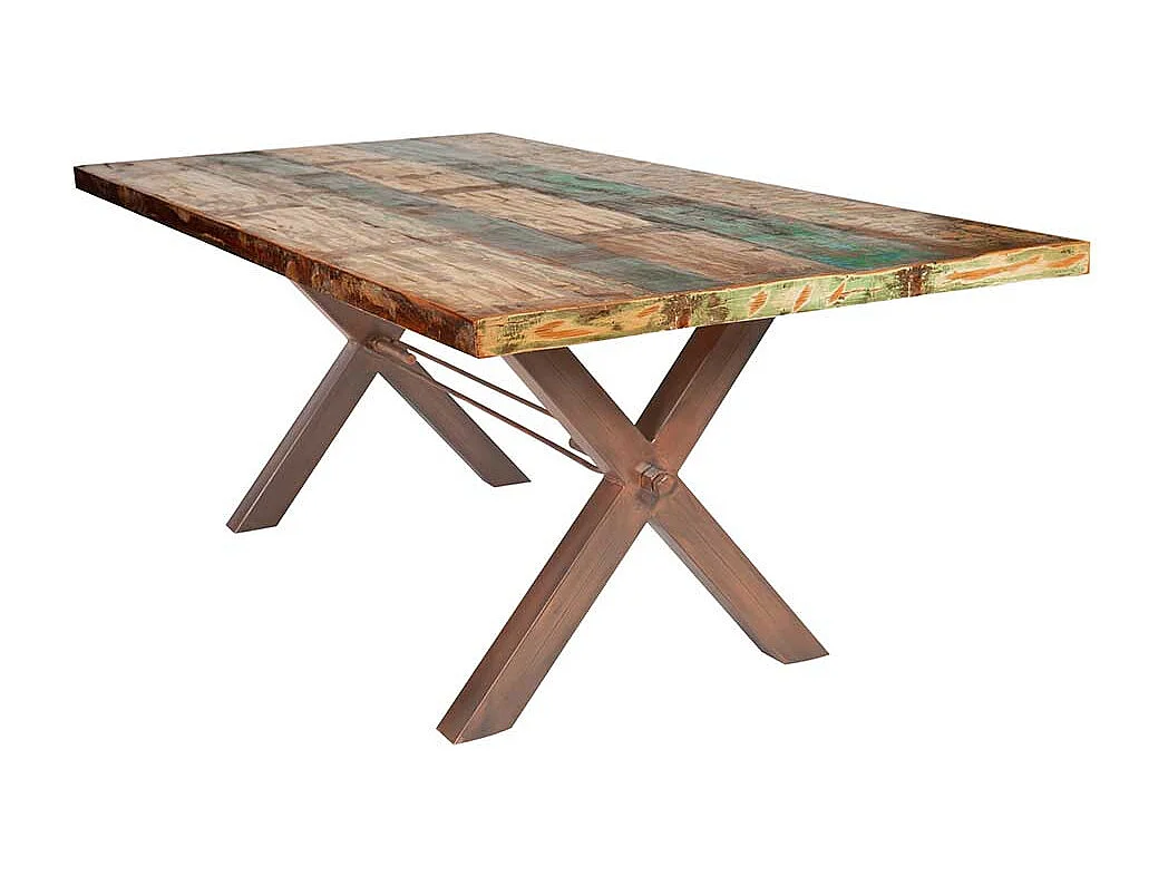 Esszimmer Tisch im Shabby Chic Design Sheesham Recyclingholz und Eisen