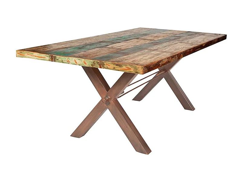 Esszimmer Tisch im Shabby Chic Design Sheesham Recyclingholz und Eisen