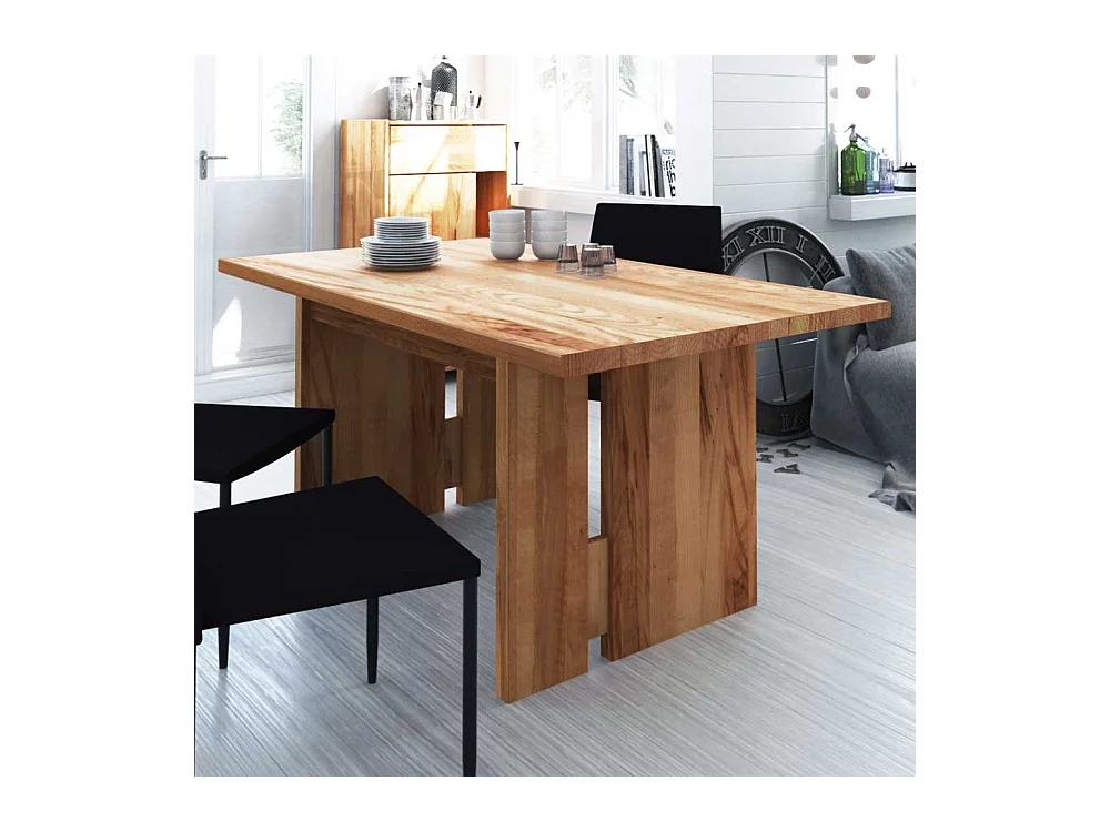 Massivholz Esstisch aus Kernbuche Wangengestell