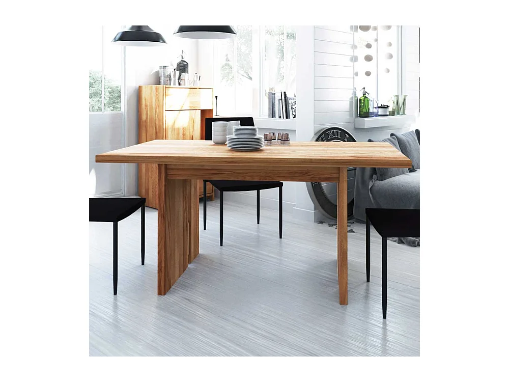 Massivholz Esstisch aus Kernbuche Wangengestell