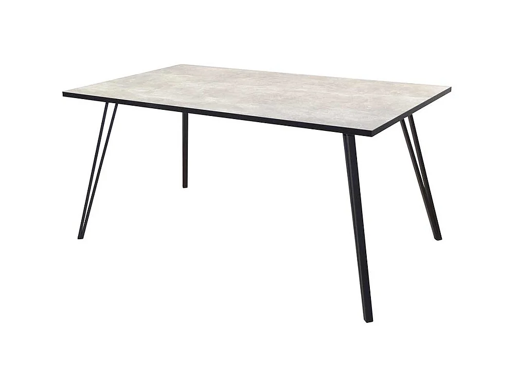 Esstisch 160x90 in Beton Grau und Schwarz Metallgestell