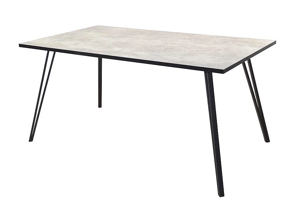 Esstisch 160x90 in Beton Grau und Schwarz Metallgestell