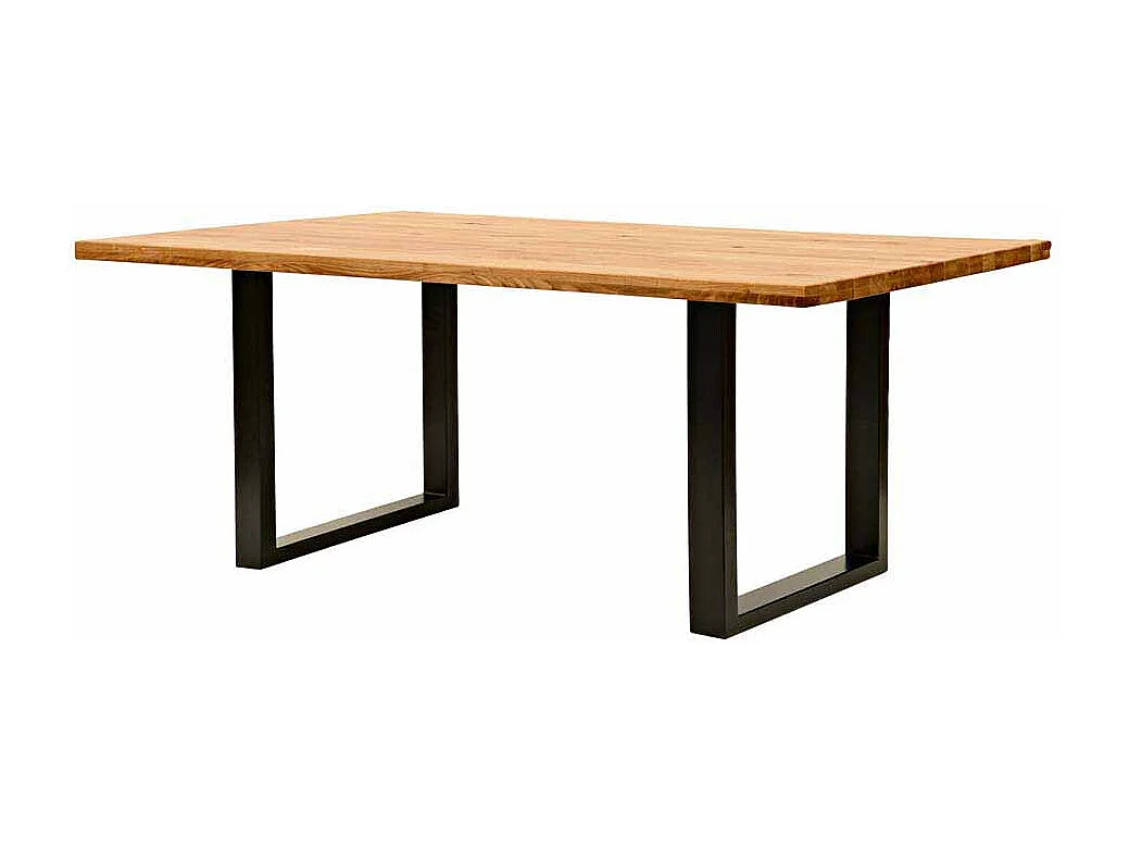 Esszimmertisch aus Eiche Massivholz Metall Schwarz