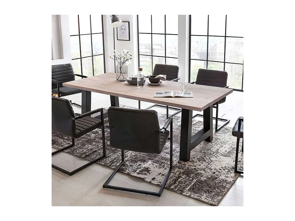 Esszimmertisch Factory Style Wildeiche weiß gekälkt Massivholz