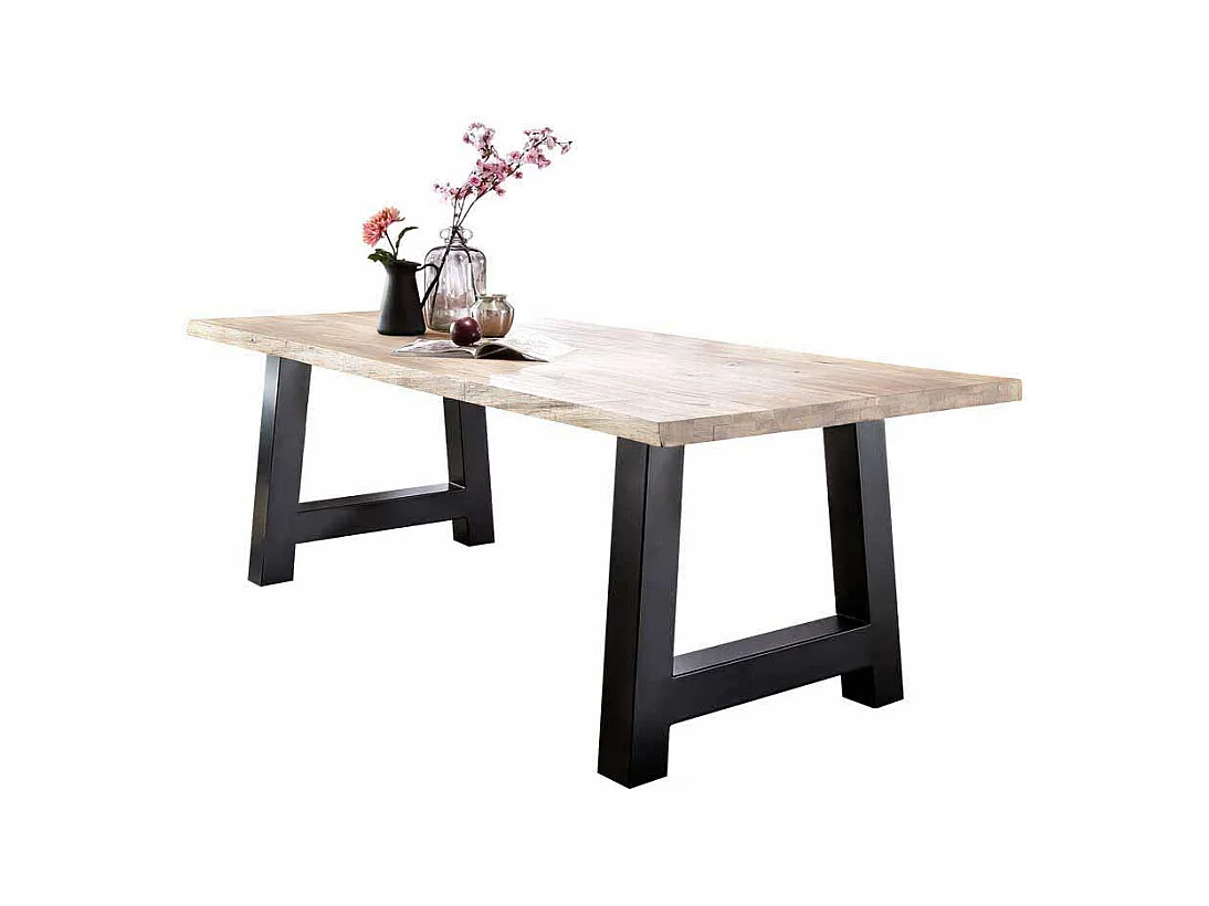 Esszimmertisch Factory Style Wildeiche weiß gekälkt Massivholz