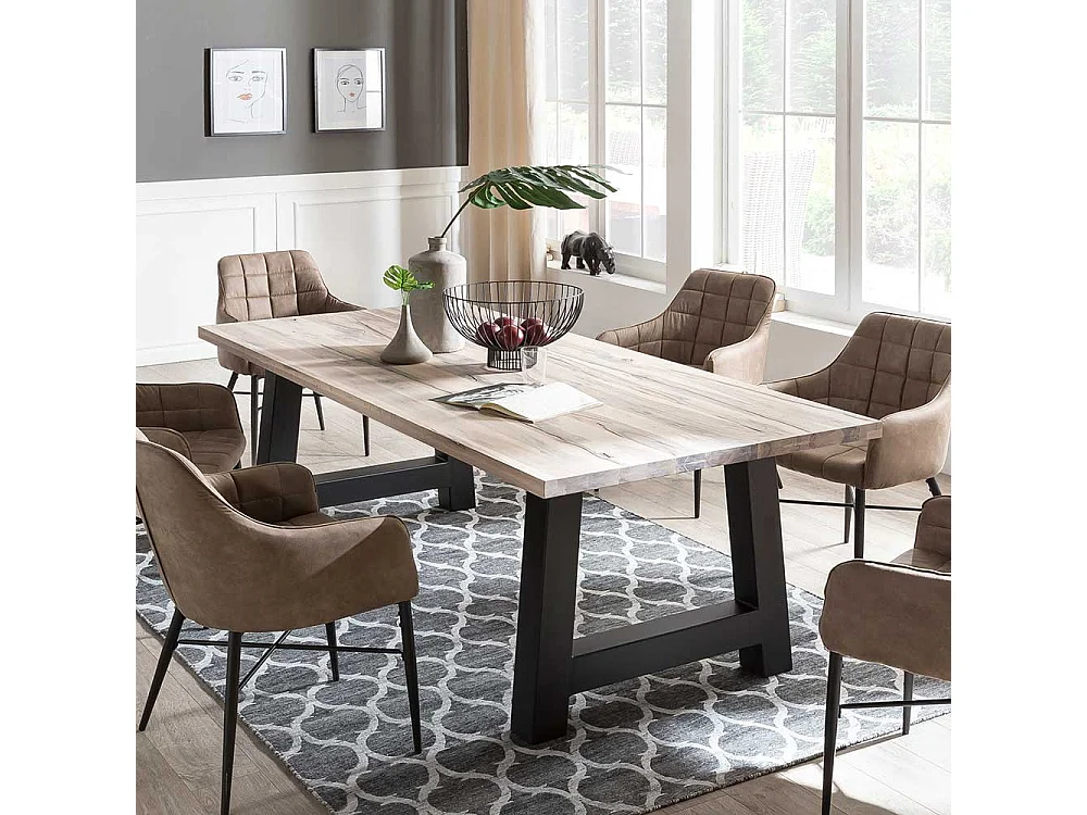 Esszimmertisch Factory Style Wildeiche weiß gekälkt Massivholz