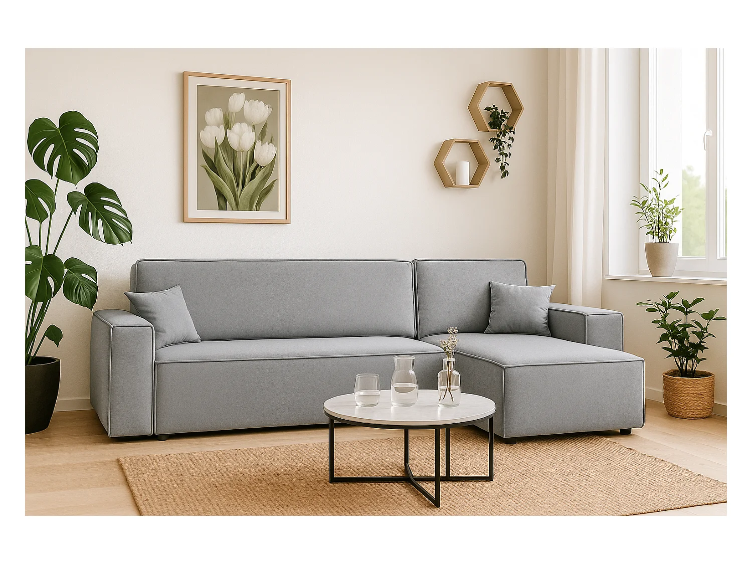 Canapé d’angle DENIS L avec fonction lit 135x200 Riviera 80