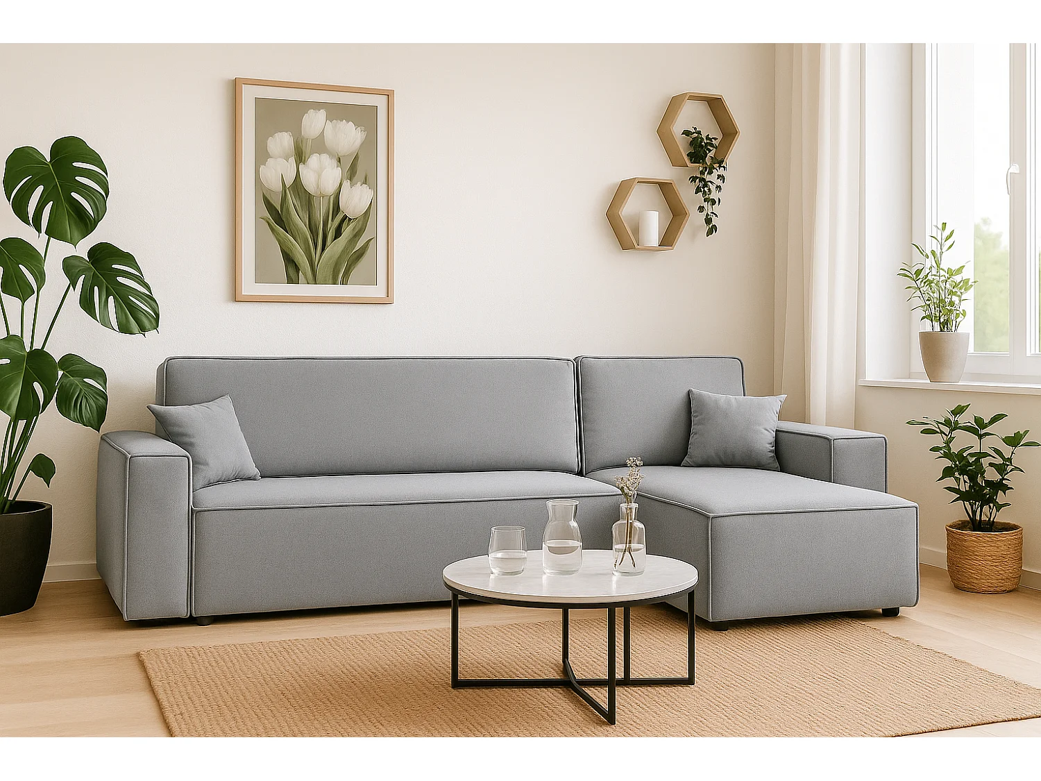 Canapé d’angle DENIS L avec fonction lit 135x200 Riviera 80