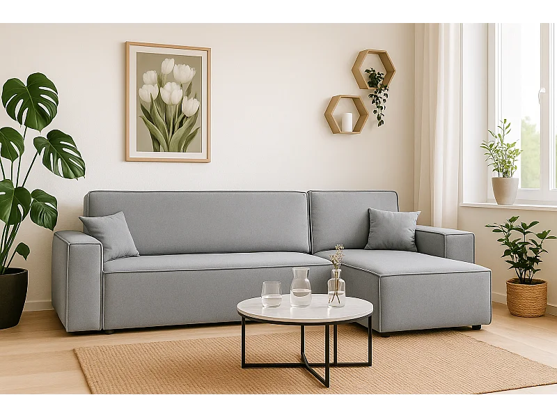 Canapé d’angle DENIS L avec fonction lit 135x200 Riviera 80