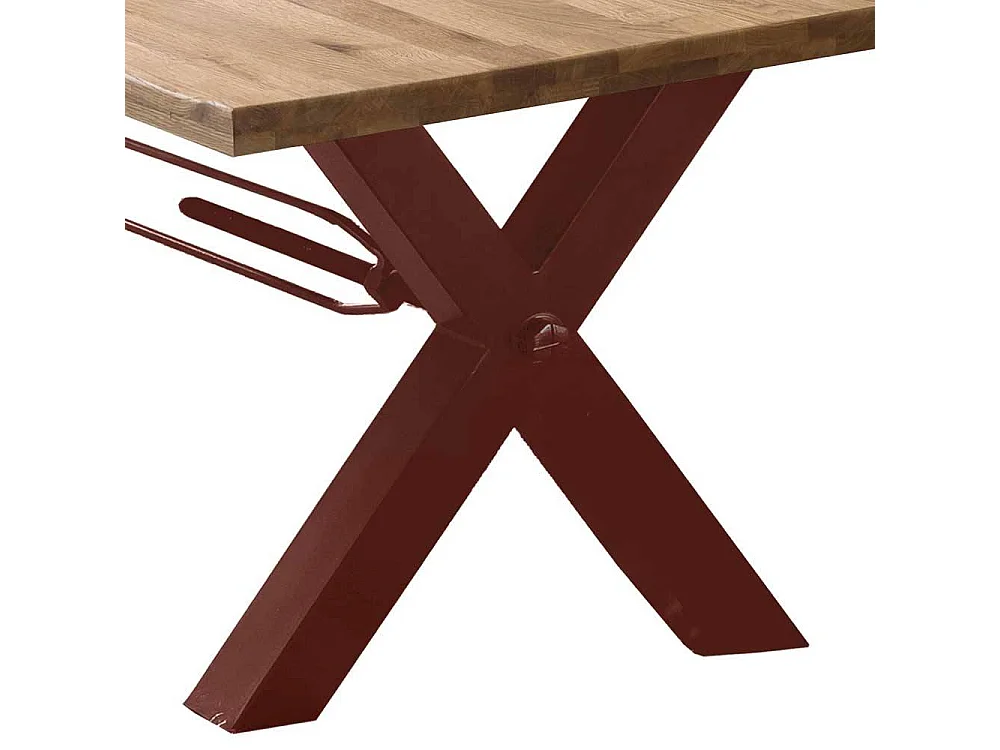 Esszimmertisch aus Wildeiche Massivholz mit Baumkante Metallgestell