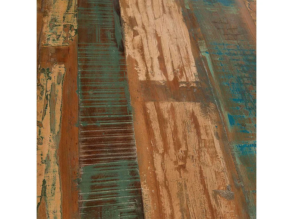 Altholz Esstisch in Bunt X-Füßen aus Eisen