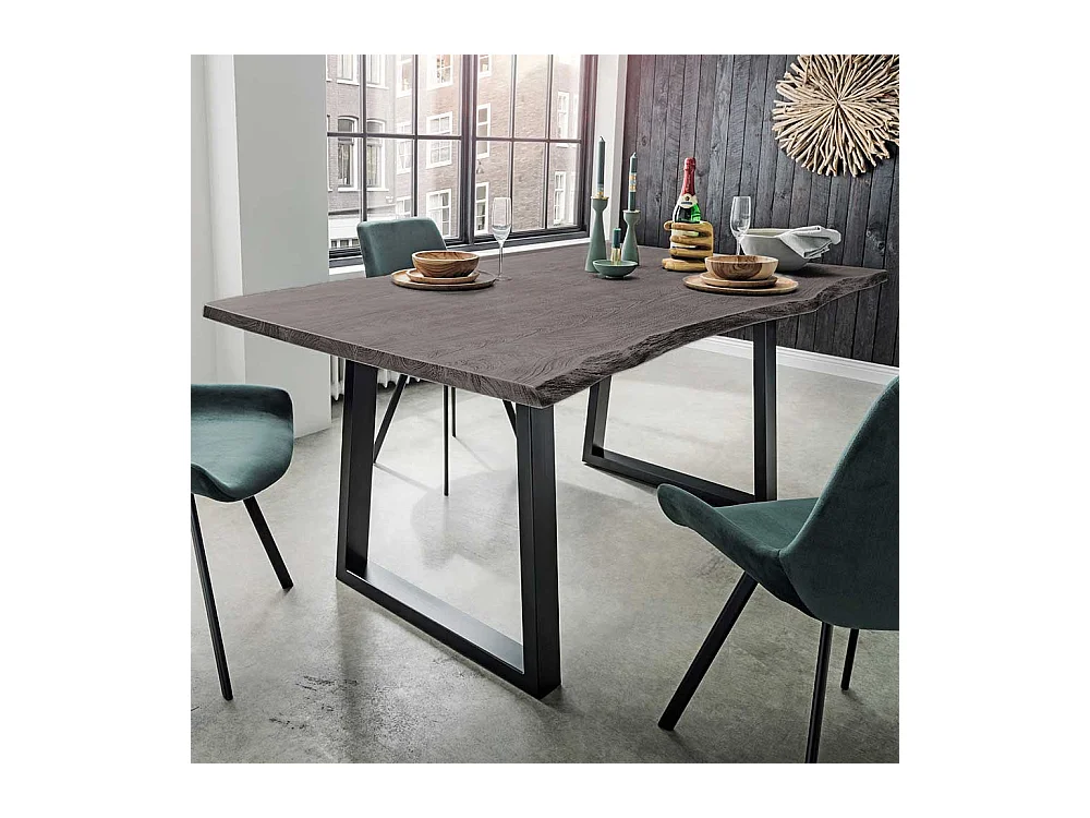 Baumkantentisch mit Bügelgestell Industry und Loft Stil