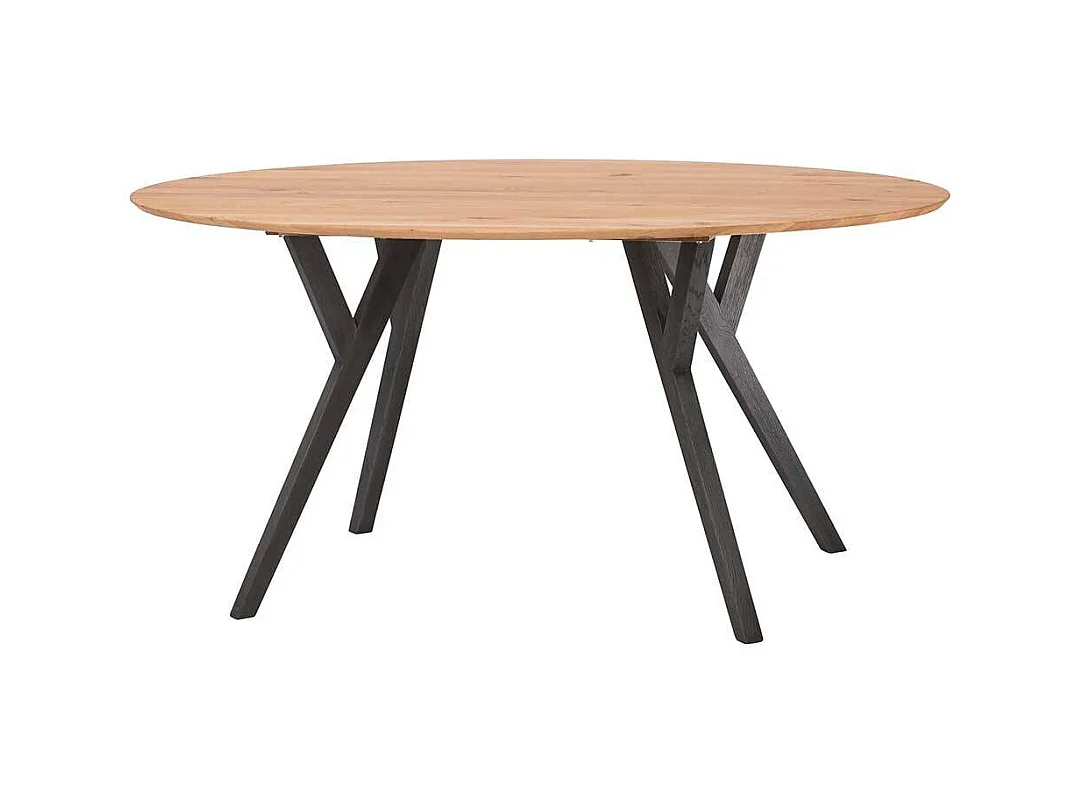 Tisch Massivholz mit ovaler Tischplatte Schweizer Kante