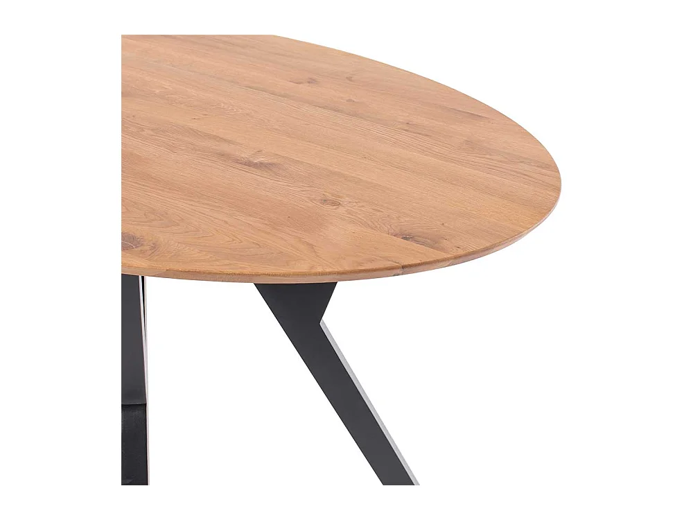 Tisch Massivholz mit ovaler Tischplatte Schweizer Kante