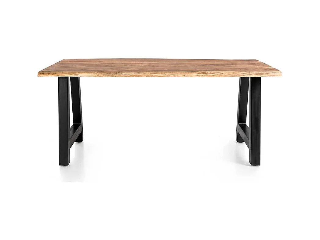 A Gestell Esstisch aus Akazie Massivholz & Metall natürlicher Baumkante