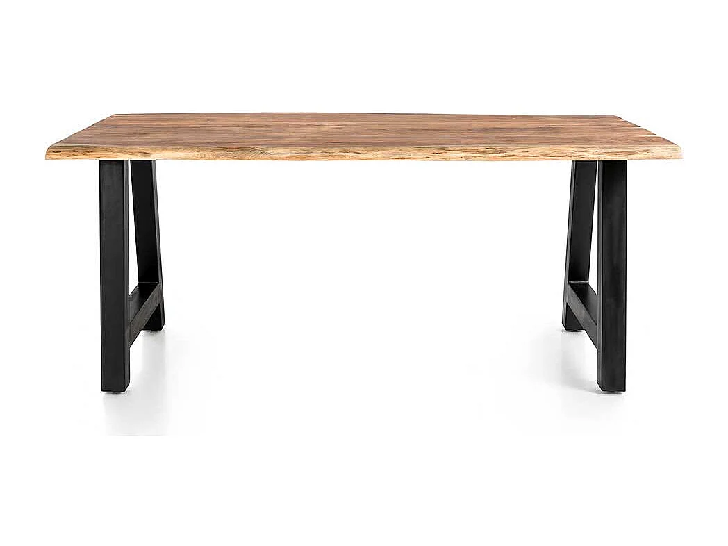 A Gestell Esstisch aus Akazie Massivholz & Metall natürlicher Baumkante