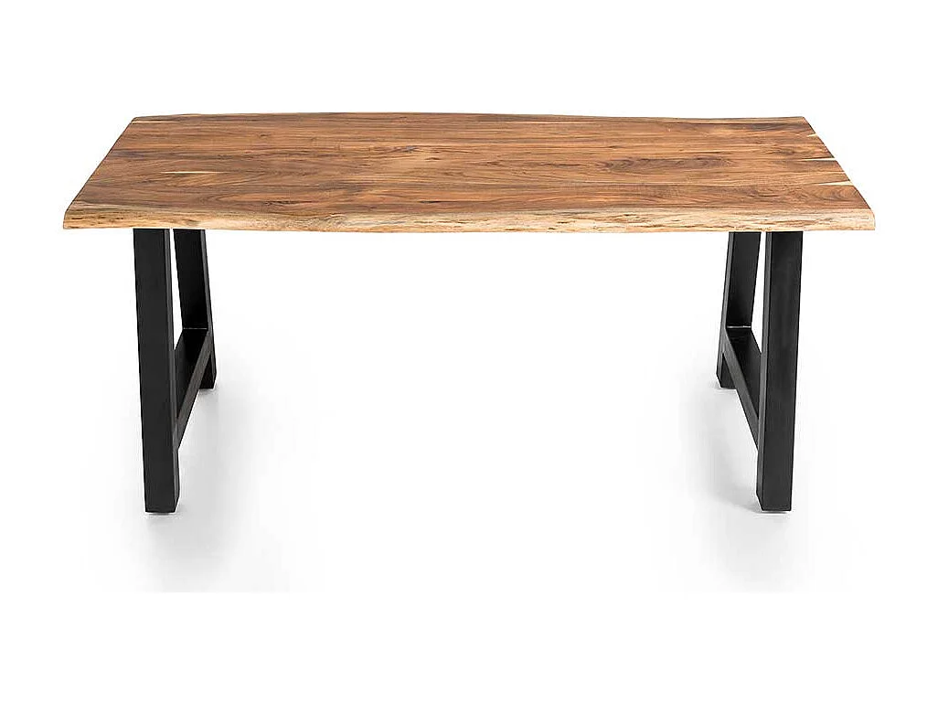 A Gestell Esstisch aus Akazie Massivholz & Metall natürlicher Baumkante