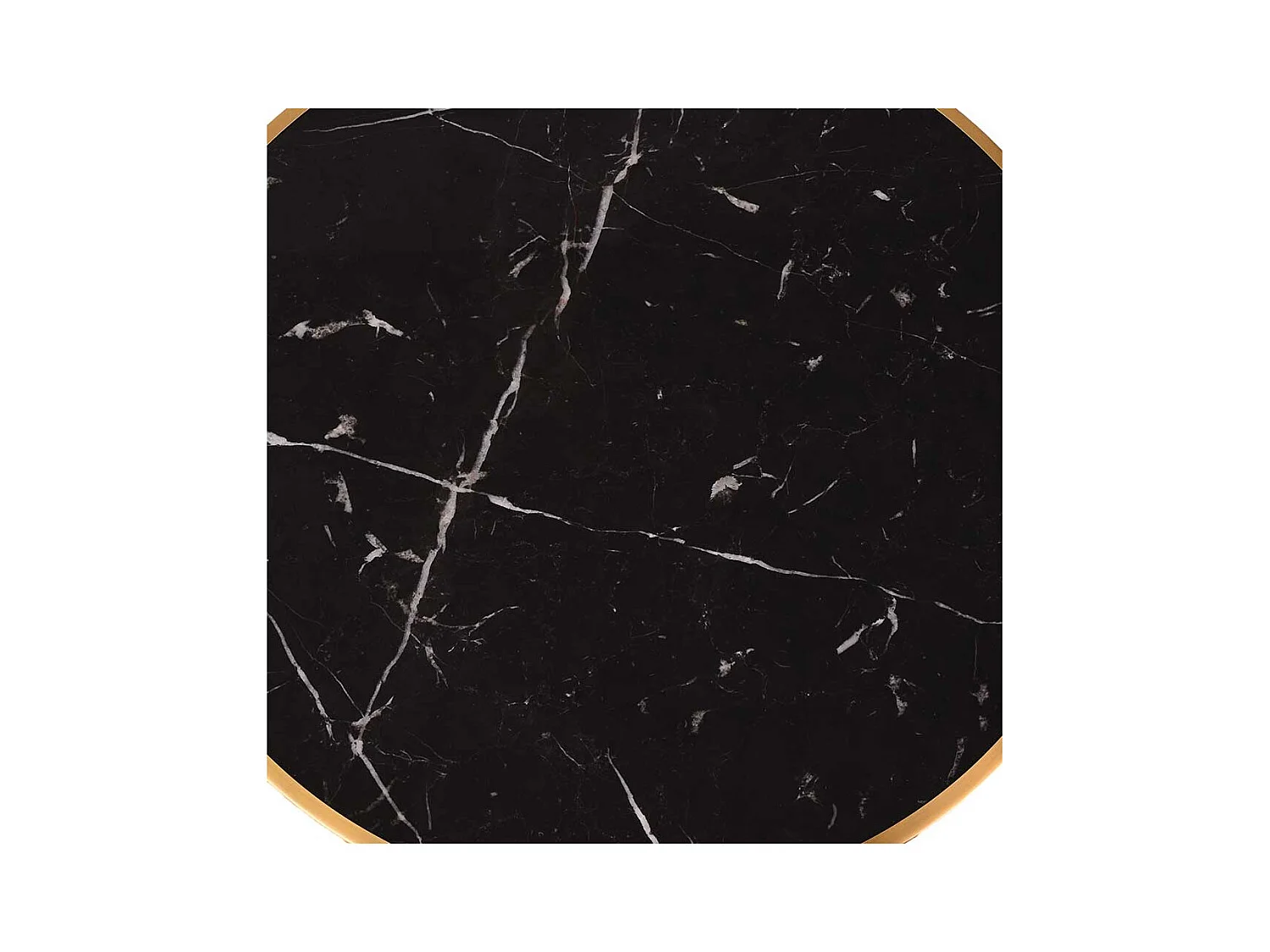 Beistelltischchen in Messingfarben und Schwarz runder Marmorplatte