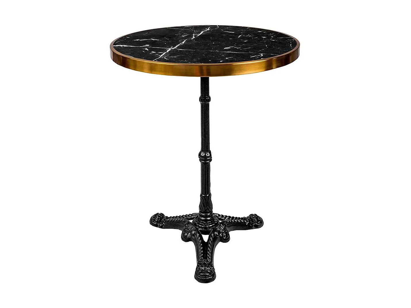 Beistelltischchen in Messingfarben und Schwarz runder Marmorplatte
