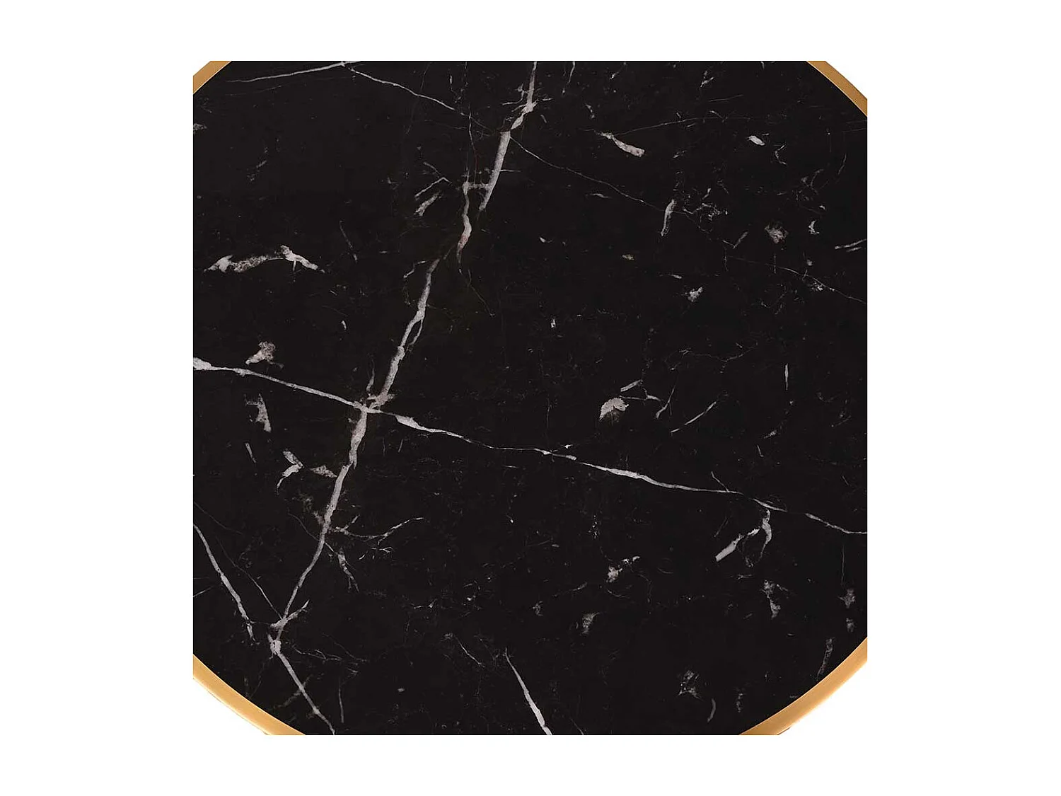 Beistelltischchen in Messingfarben und Schwarz runder Marmorplatte