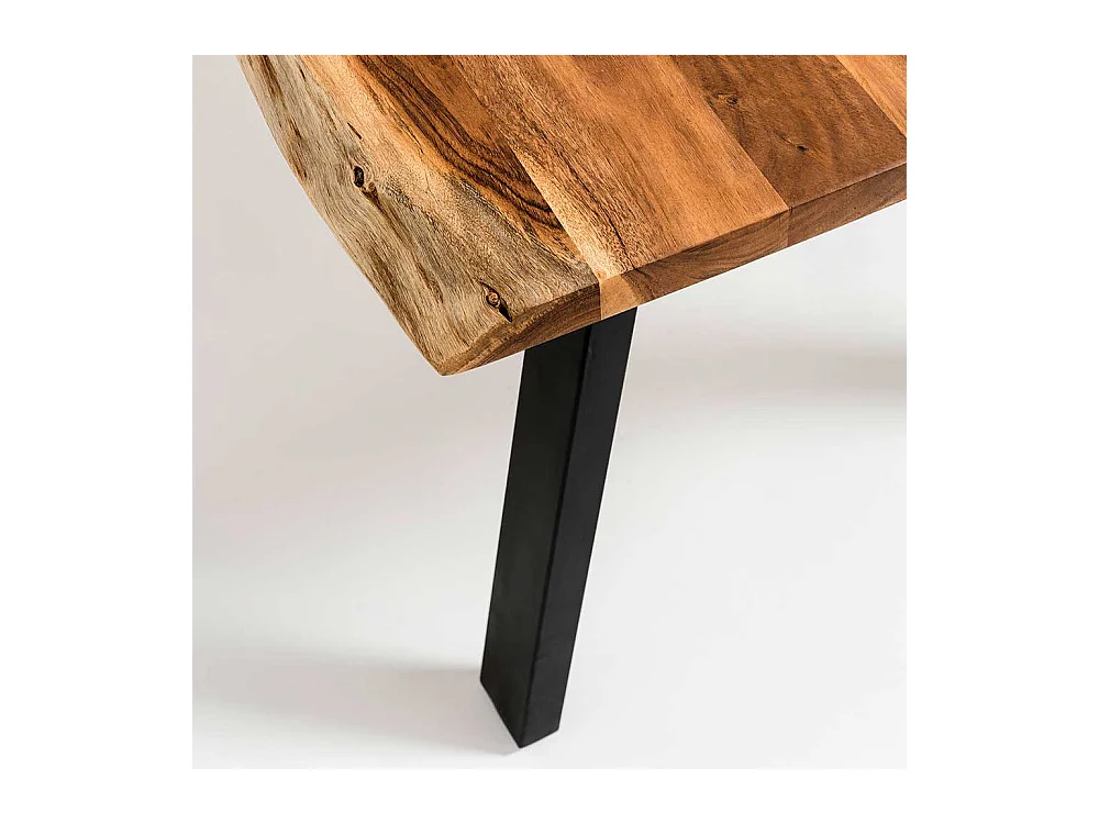 Holztisch massiv aus Akazie und Metall natürlicher Baumkante