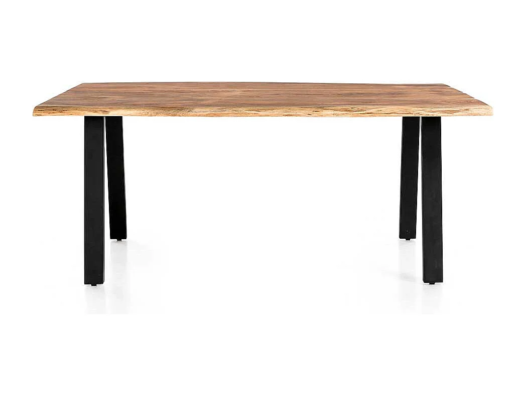 Holztisch massiv aus Akazie und Metall natürlicher Baumkante