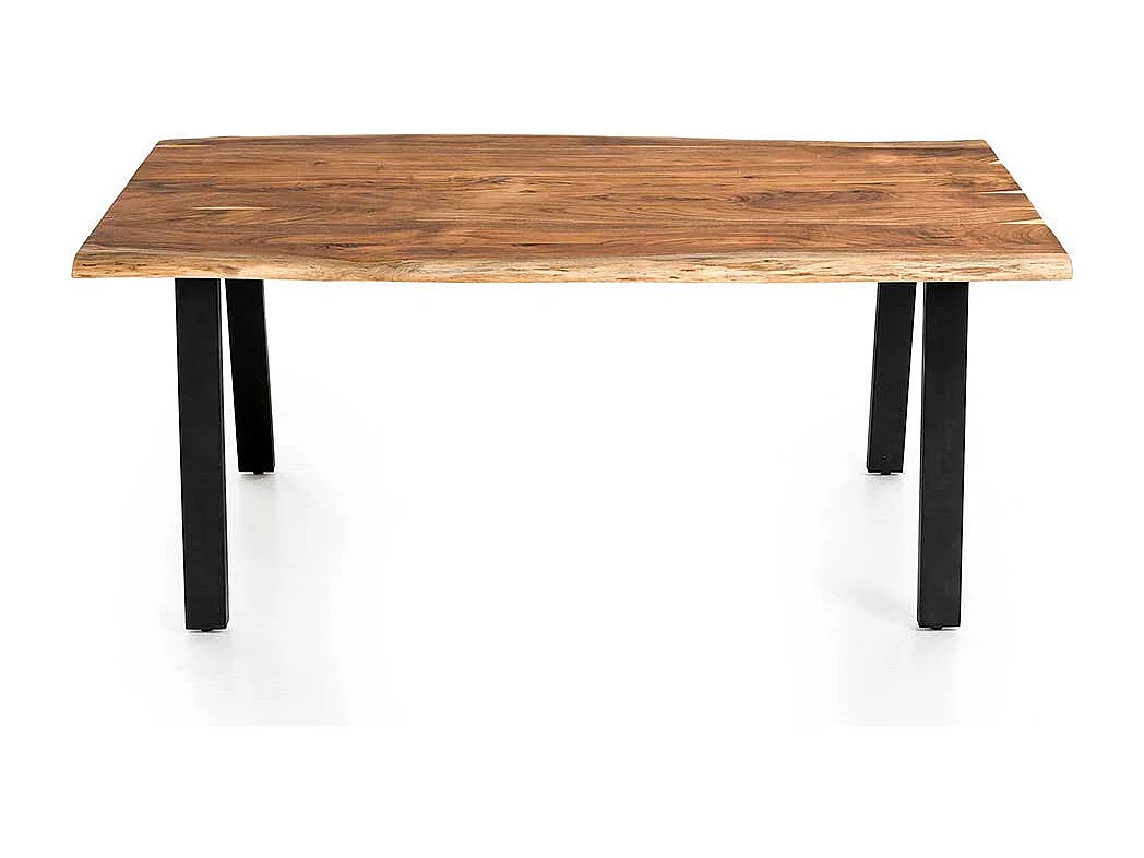 Holztisch massiv aus Akazie und Metall natürlicher Baumkante