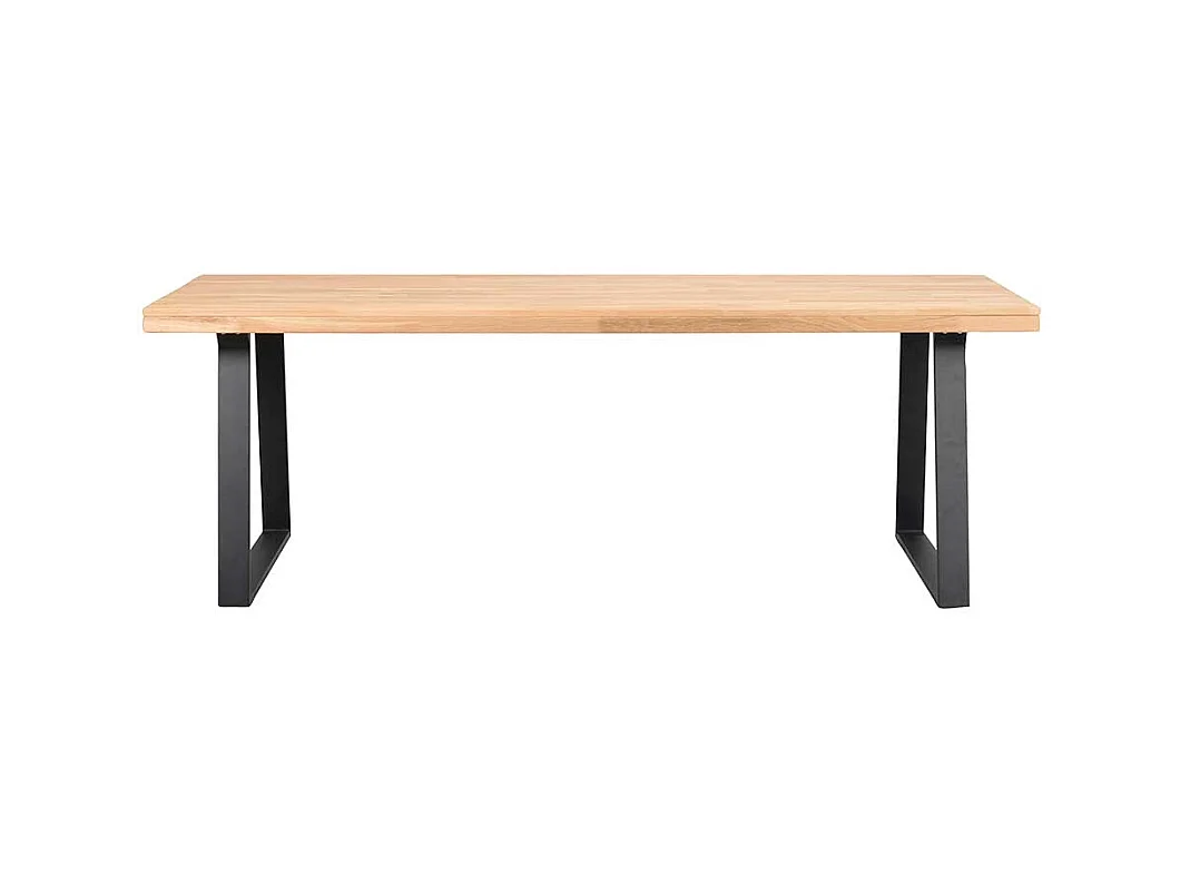 Küchentisch aus Eiche Massivholz und Metall Bügelgestell